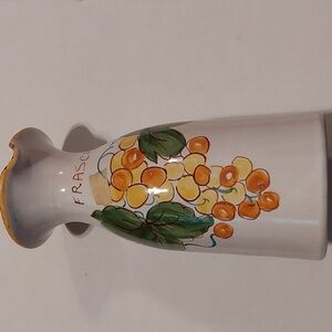 Italian Ceramic Vase with Grape Signed Design